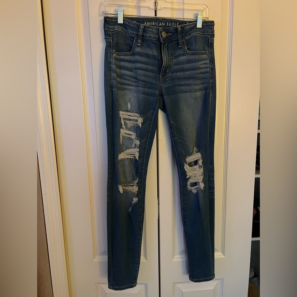 American eagle next level stretch ripped skinny jeans